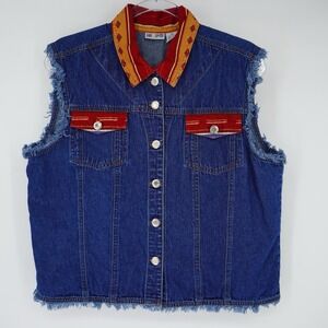 Sun River Denim Vest XL Southwestern Vintage Cowboy Western